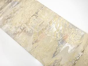 アンティーク　流水に屋敷風景模様織出し袋帯（材料）